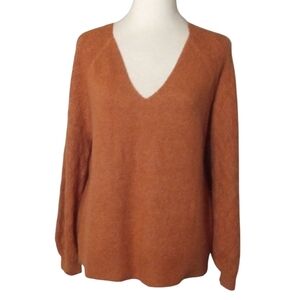 Ann Taylor Loft Burnt Orange Super Soft Pointelle Knit Balloon Sleeve Sz Medium